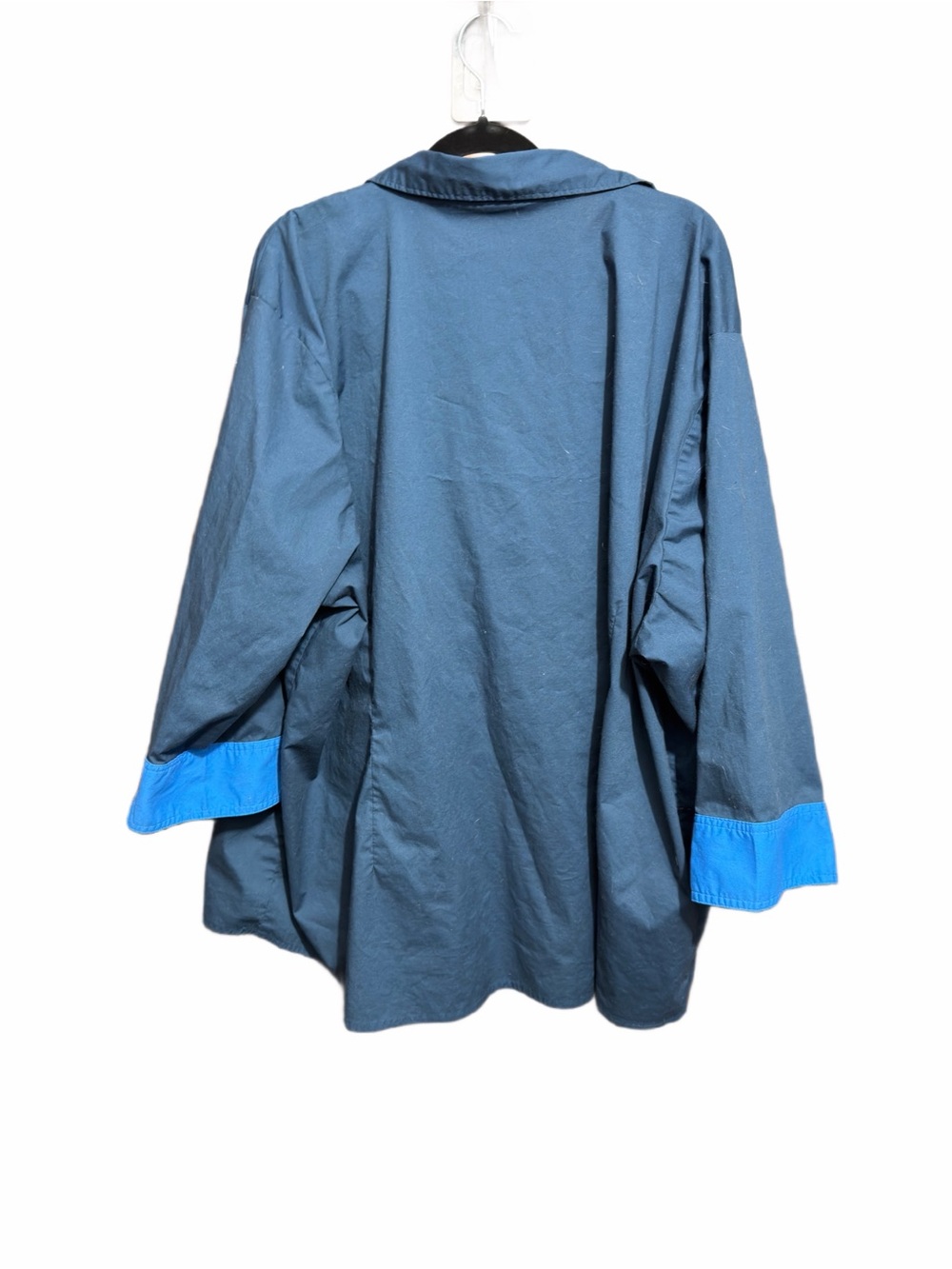 4X Riders by Lee Blue Button-Down Blouse W Collar & Contrasting Blue Cuffs - Picture 4 of 7